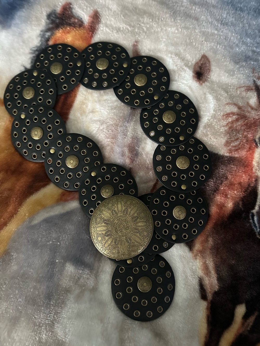 Black and Brass Medallion Circle Link Belt